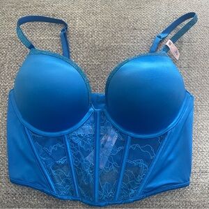 Victoria's Secret Bright Blue 36B Very Sexy Bombshell Shine Strap Push Up Corset
